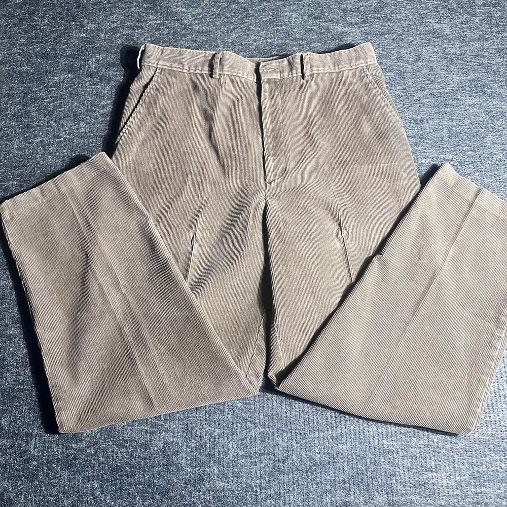 Haggar Clothing Co Mens Vintage Brown Corduroy Straight Leg Pants 33x28